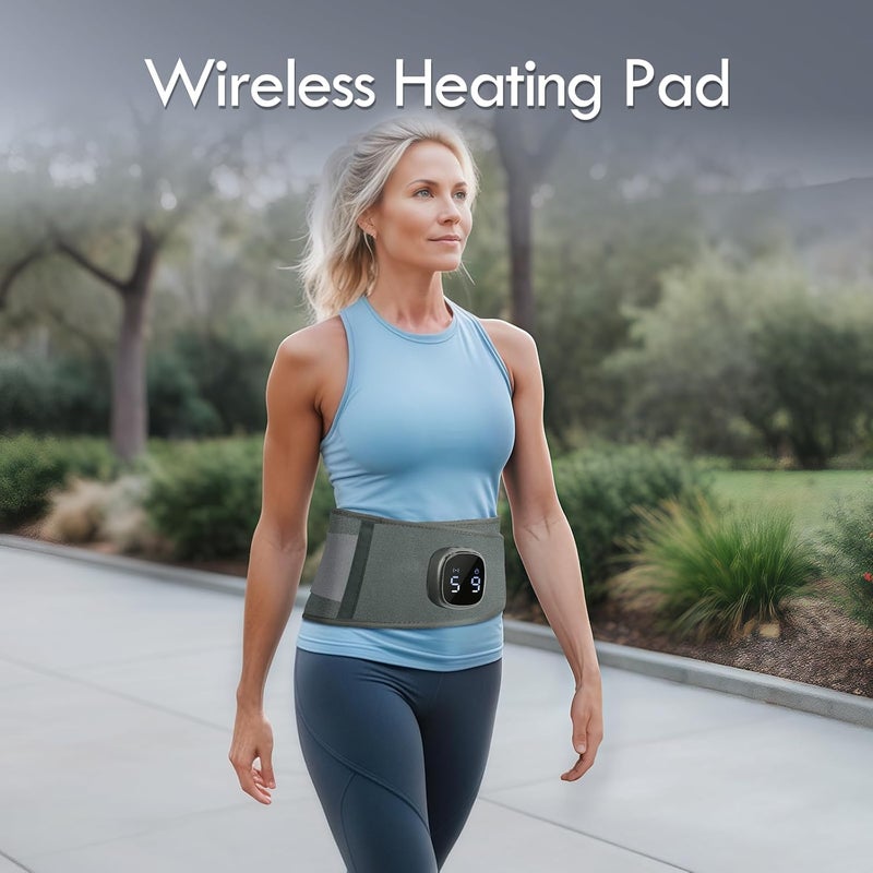 Comfytemp Cordless Portable Heating Pad with Massager for Lower Back Soothing, FSA Eligible HSA 9 Heat 5 Vibration 3 Intensity, Rechargeable Wireless Heated Waist Belt App Control, Gifts for Mom Grey - Image 5